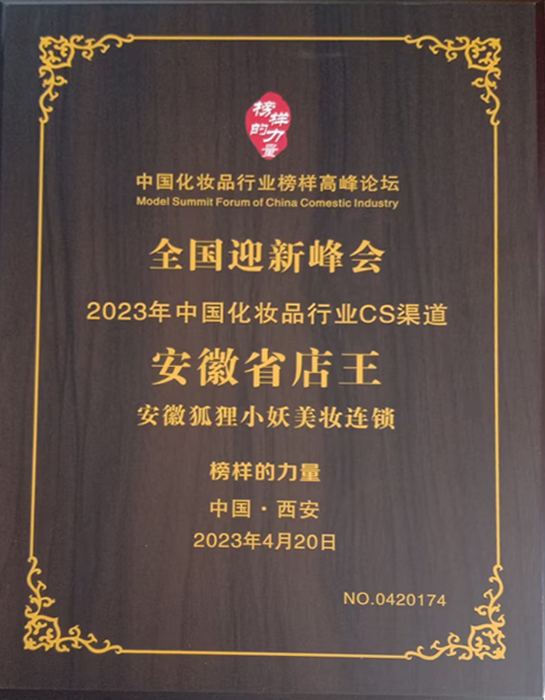 2023年中國化妝品行業(yè)CS渠道 安徽省店王 安徽狐貍小妖美妝連鎖